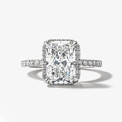 Radiant Cut Lab Grown Diamond Engagement Ring 18K White Gold (3.55