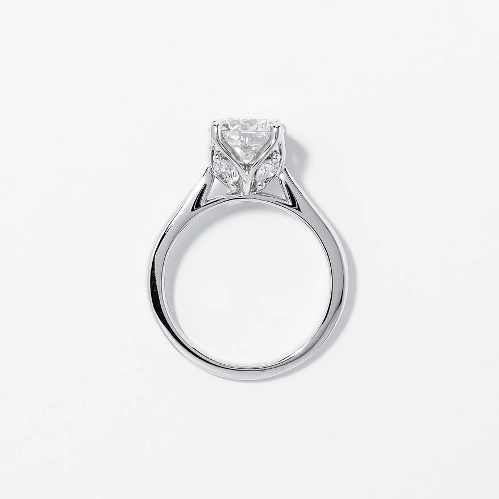 Lab Grown Round Cut Diamond Engagement Ring 14K White Gold (2.48 ct