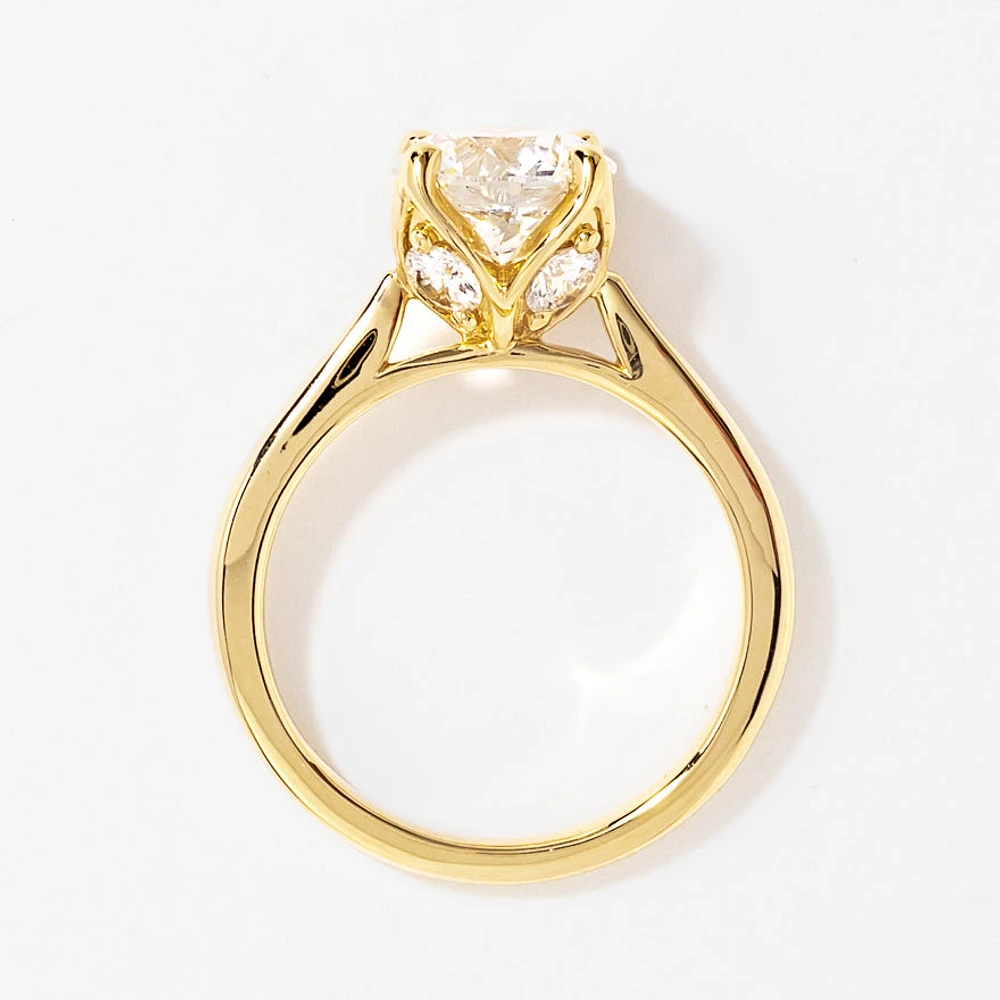 Lab Grown Round Cut Diamond Engagement Ring 14K Yellow Gold (2.48 c