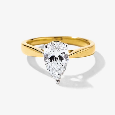 Lab Grown Pear Cut Diamond Engagement Ring 14K Yellow Gold (1.50 ct