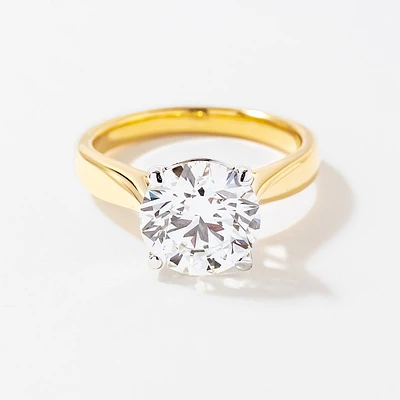 Lab Grown Round Cut Diamond Engagement Ring 14K Yellow Gold (3.00 c