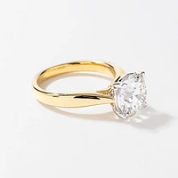 Lab Grown Round Cut Diamond Engagement Ring 14K Yellow Gold (3.00 c