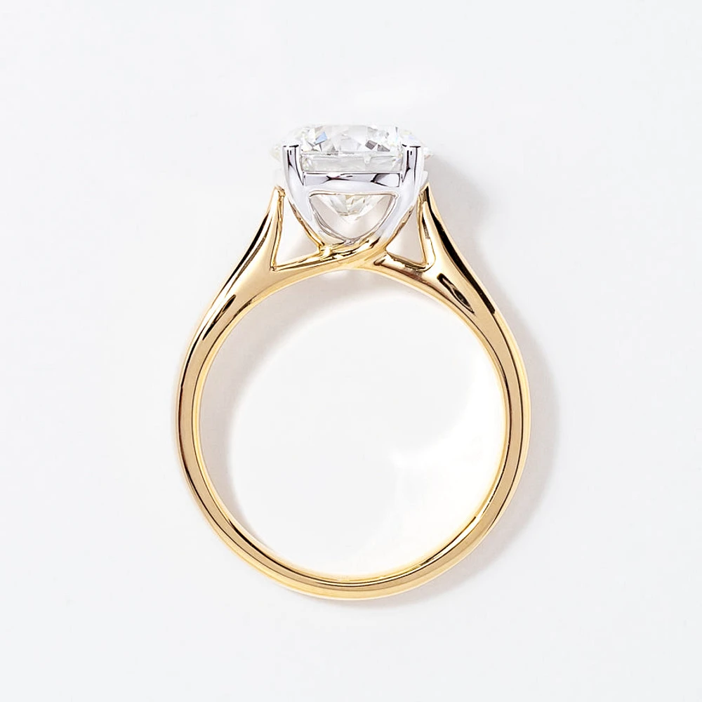 Lab Grown Round Cut Diamond Engagement Ring 14K Yellow Gold (3.00 c