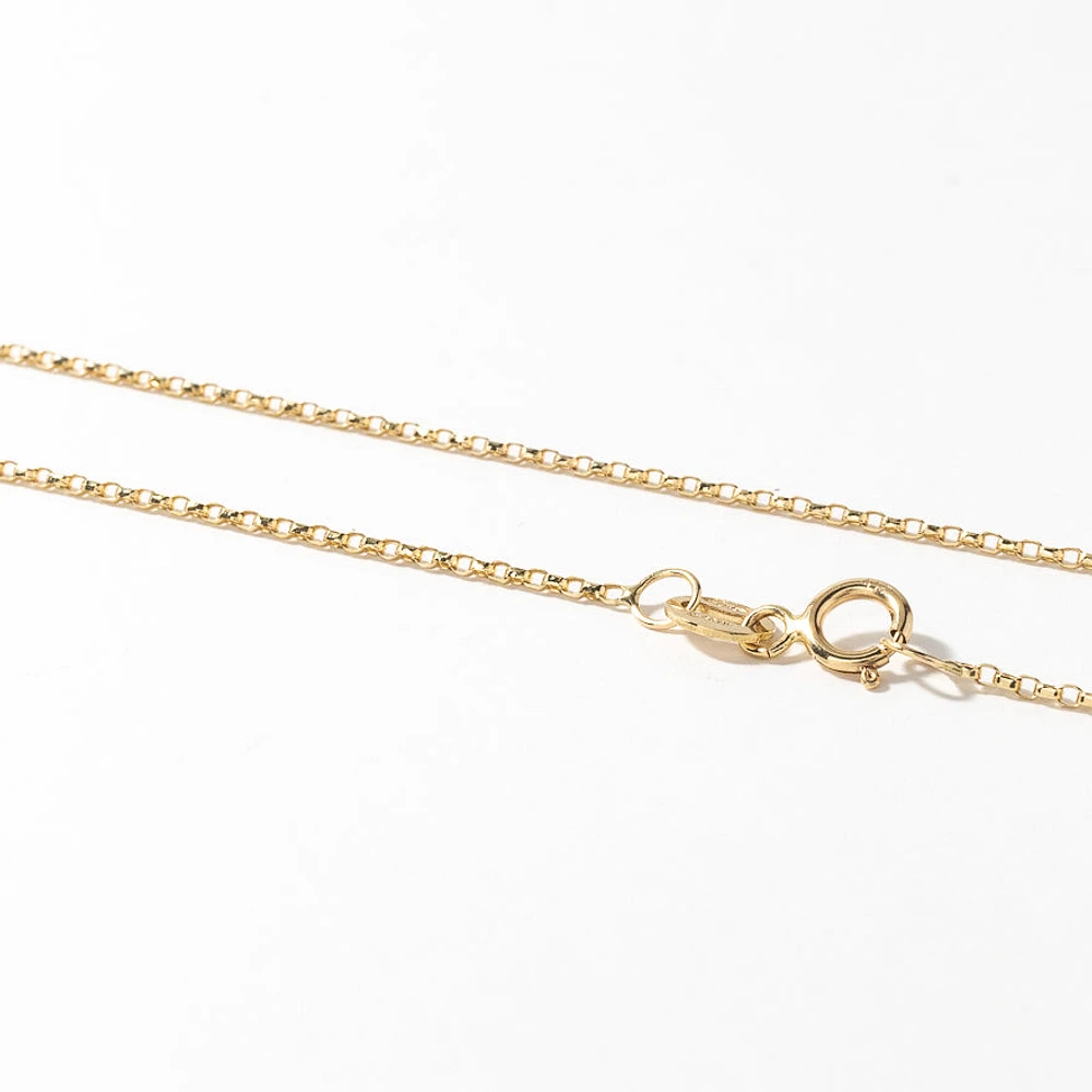 10K Italian Yellow Gold 1.15mm Diamond Cut Rolo Chain in 16"
