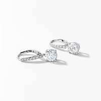 Lab Grown Diamond Dangle Hoop Earrings in 14K White Gold (2.23 ct tw)