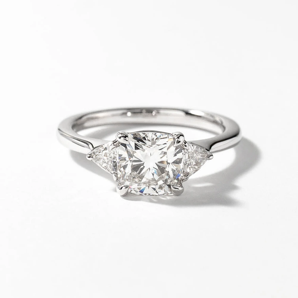 Lab Grown Cushion Cut Diamond Engagement Ring in 14K White Gold (1.83