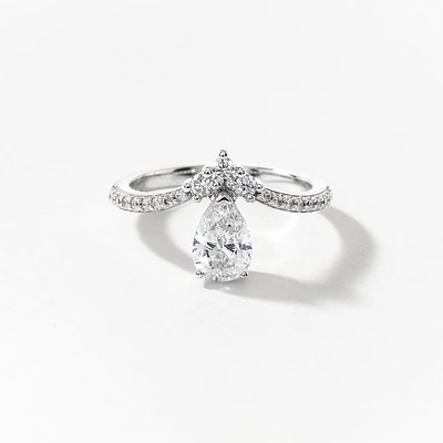 Lab Grown Pear Cut Diamond Engagement Ring 14K White Gold (1.00 ct