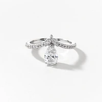 Lab Grown Pear Cut Diamond Engagement Ring 14K White Gold (1.00 ct