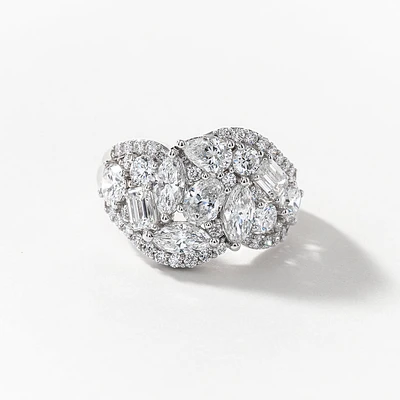 Lab Grown Diamond Cluster Ring 14K White Gold (3.00 ct tw)