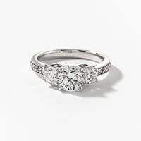 Three Stone Lab Grown Diamond Engagement Ring 14K White Gold (1.85