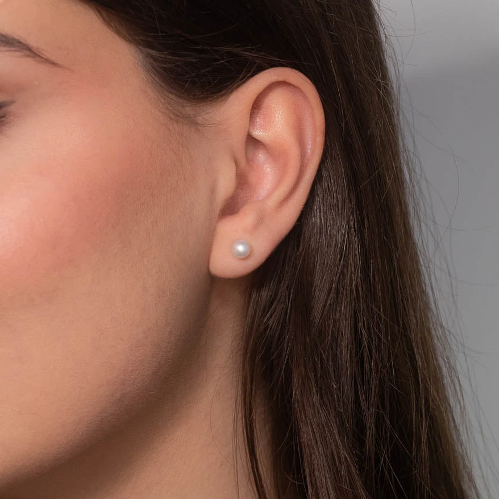 5-5.5mm Cultured Pearl Stud Earrings in 14K White Gold