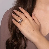 Marquise Flower Diamond Cluster Ring 10K Yellow and White Gold (0.5