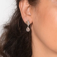 Diamond Cluster Dangle Earrings in 10K Yellow and White Gold (0.33 ct
