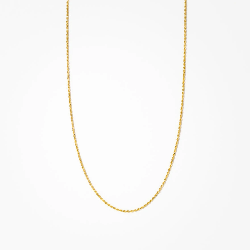 1.1mm 10K Italian Yellow Gold Diamond Cut Rope Chain (16”)