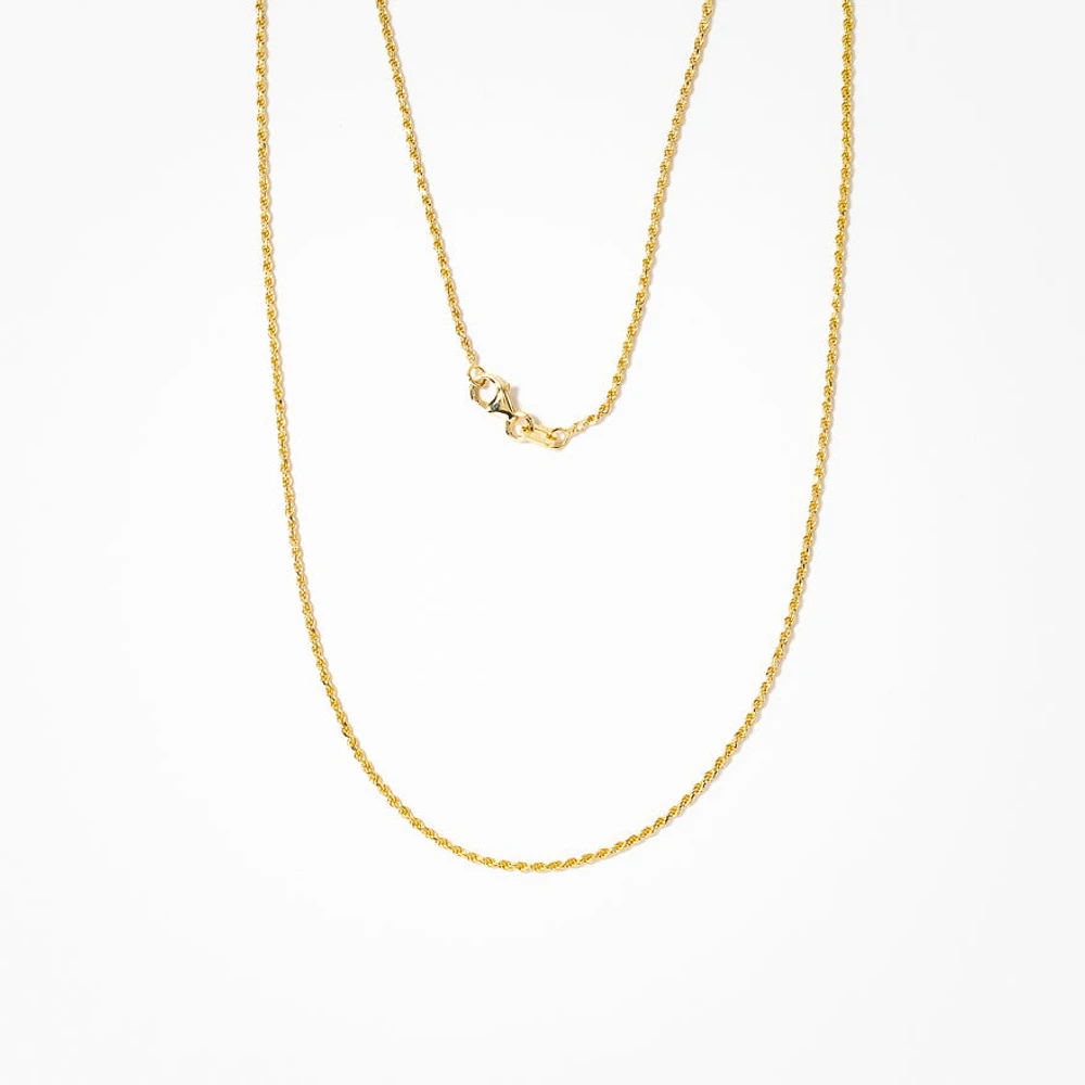1.1mm 10K Italian Yellow Gold Diamond Cut Rope Chain (16”)