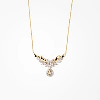 Diamond Cluster Necklace in 10K Yellow and White Gold (1.10 ct tw)
