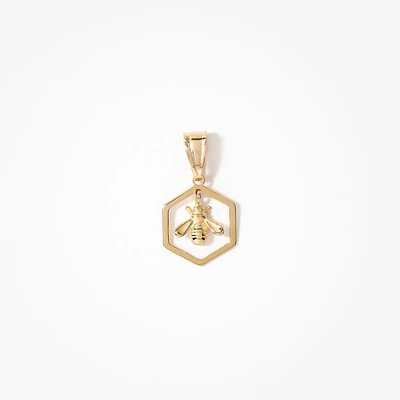 Dangle Honey Bee Pendant in 10K Yellow Gold