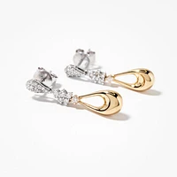 Diamond Cluster Dangle Earrings in 10K Yellow and White Gold (0.33 ct