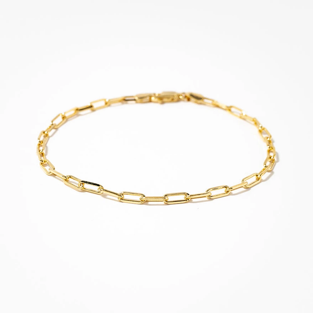 10K Italian Yellow Gold Bevelled Edge Paper Clip Bracelet