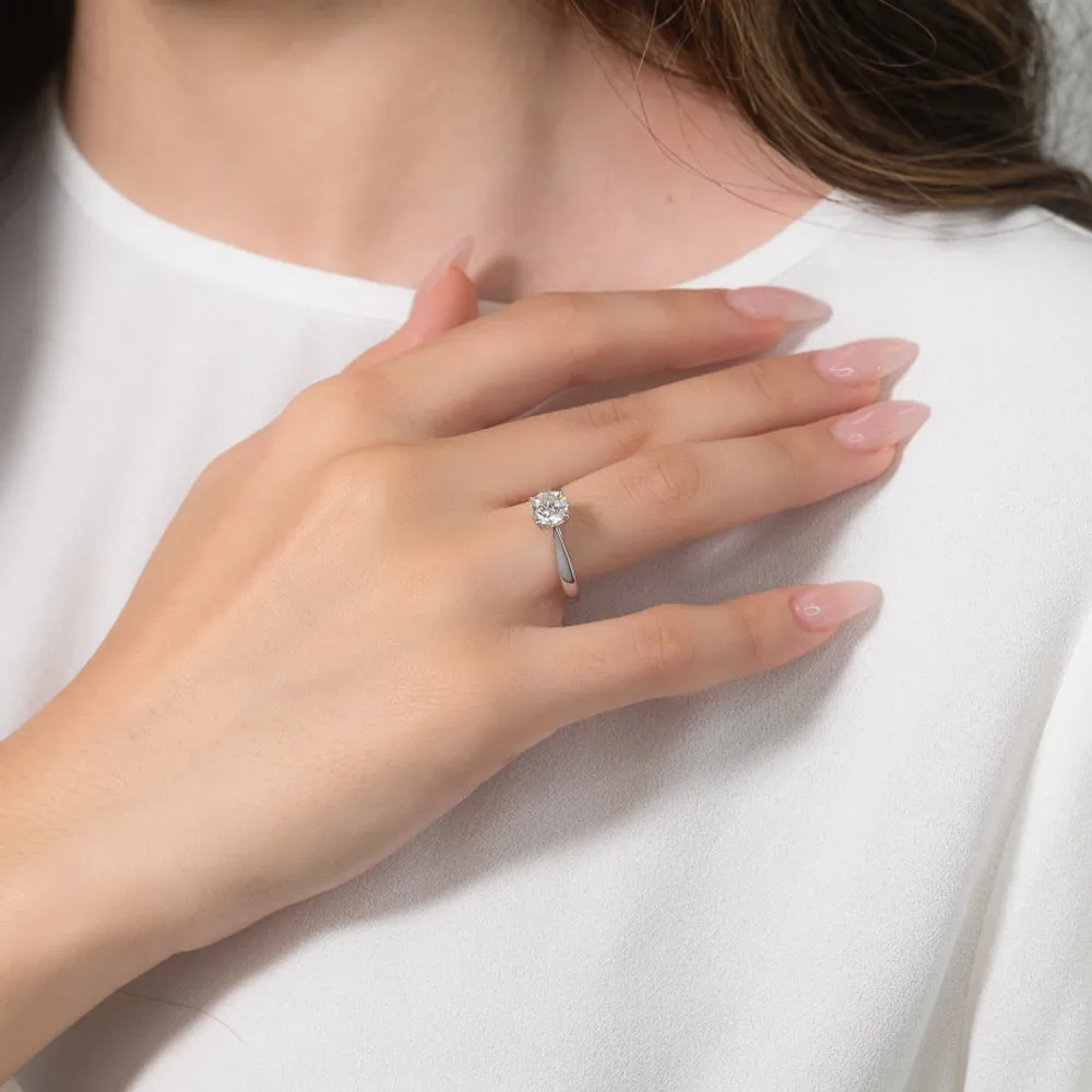 Canadian Diamond Solitaire Engagement Ring 14K White Gold (1.00 ct