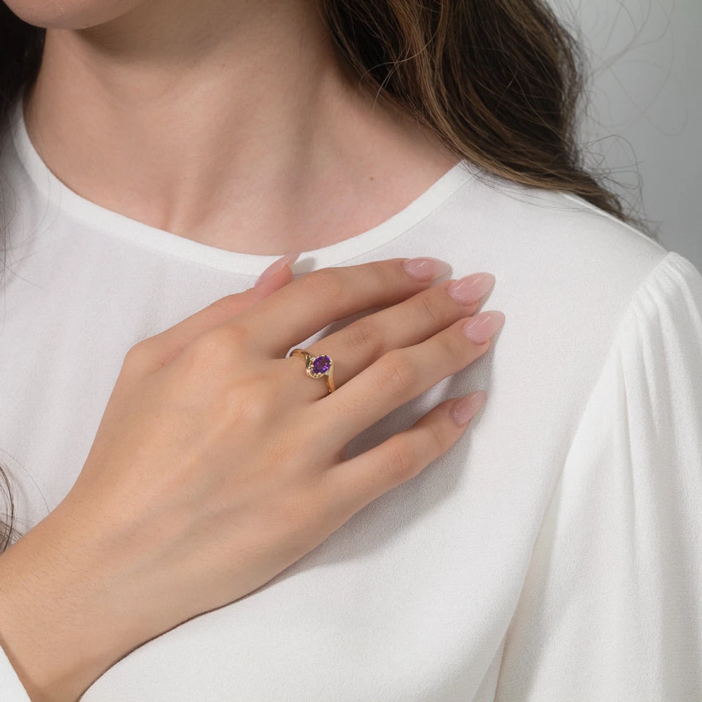 Amethyst Ring 10K Yellow Gold