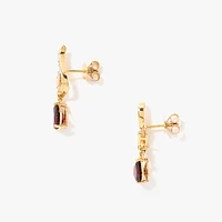 Garnet Earrings in 10K Yellow Gold