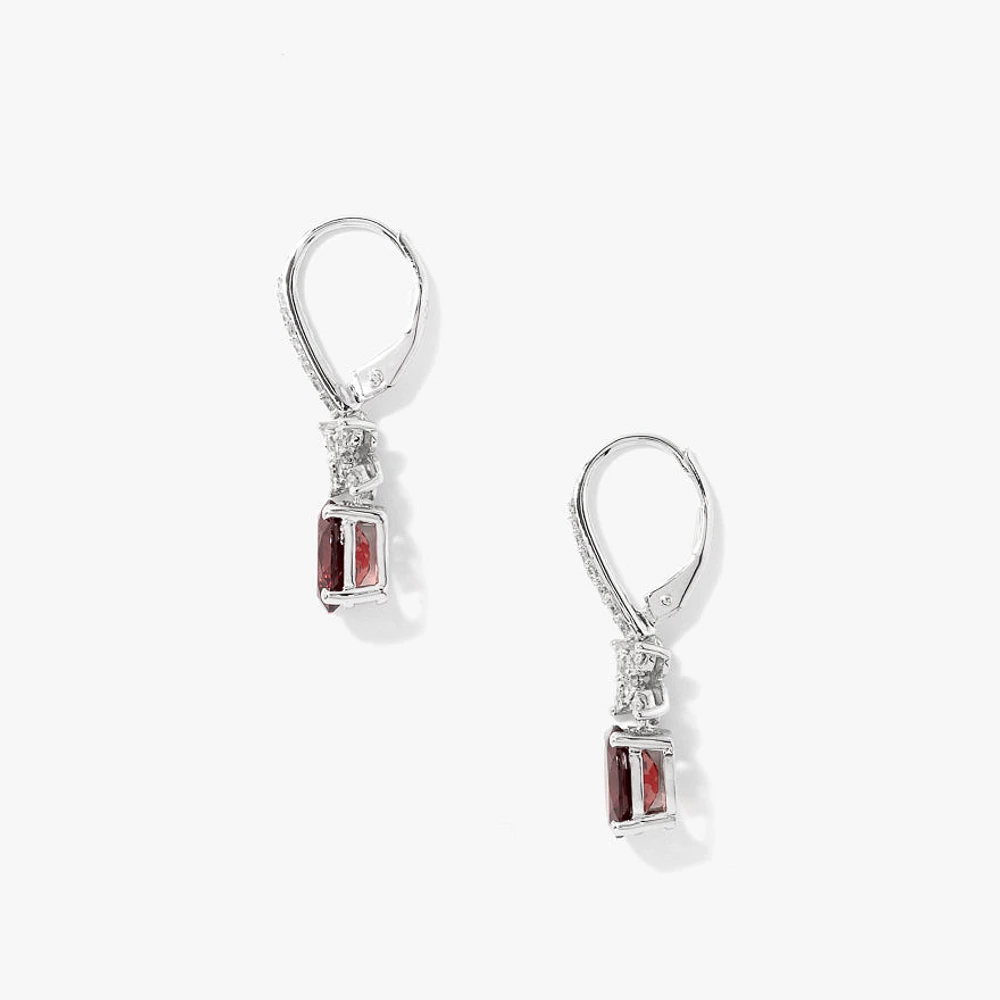 Garnet Earrings in 10K White Gold