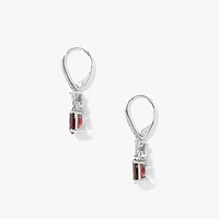 Garnet Earrings in 10K White Gold