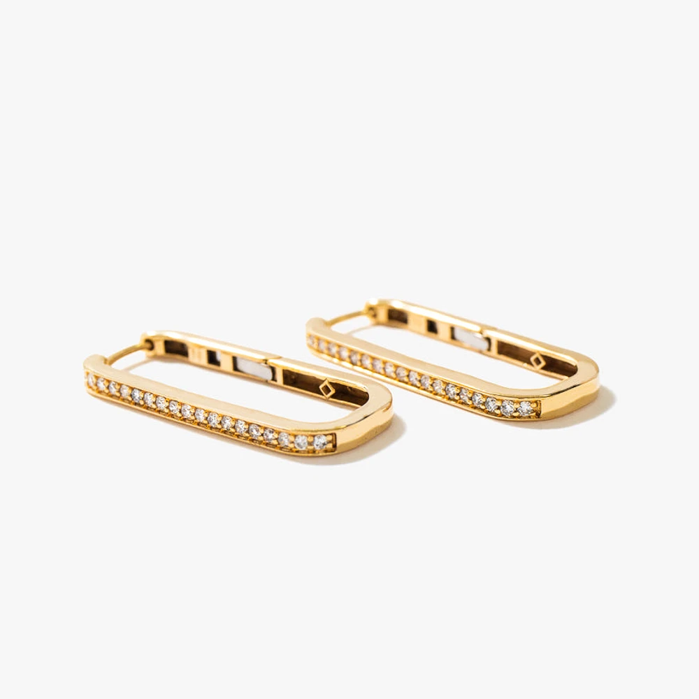 Long Hoop Diamond Earrings in 10K Yellow Gold (0.40 ct tw)