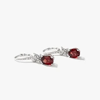 Garnet Earrings in 10K White Gold