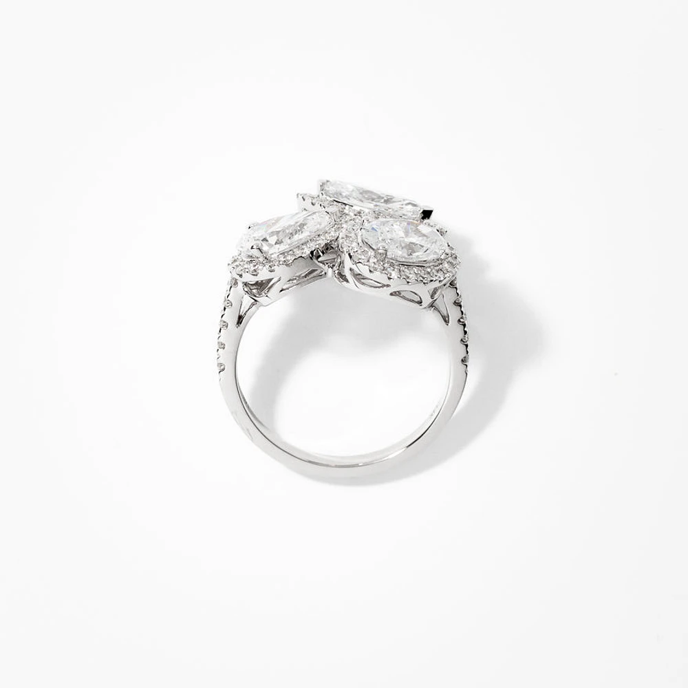 Lab Grown Diamond Cluster Ring 14K White Gold (3.51 ct tw)
