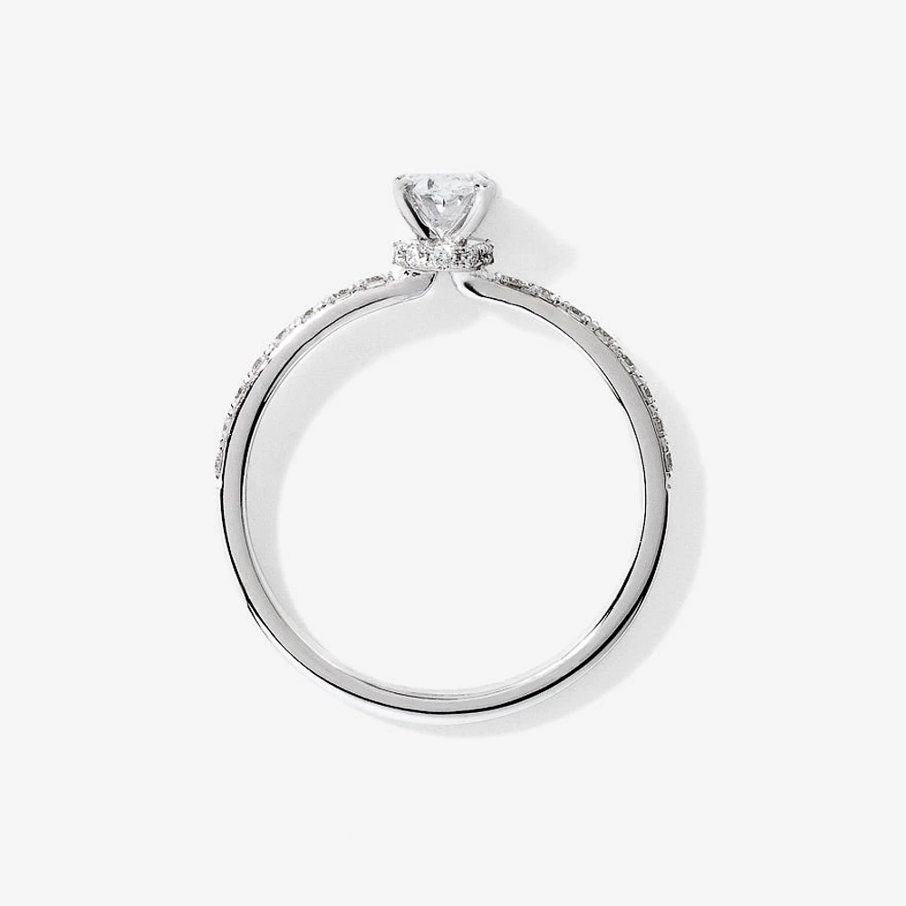 Lab Grown Oval Cut Diamond Engagement Ring 14K White Gold (0.75 ct