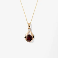 Garnet Necklace in 14K Yellow Gold