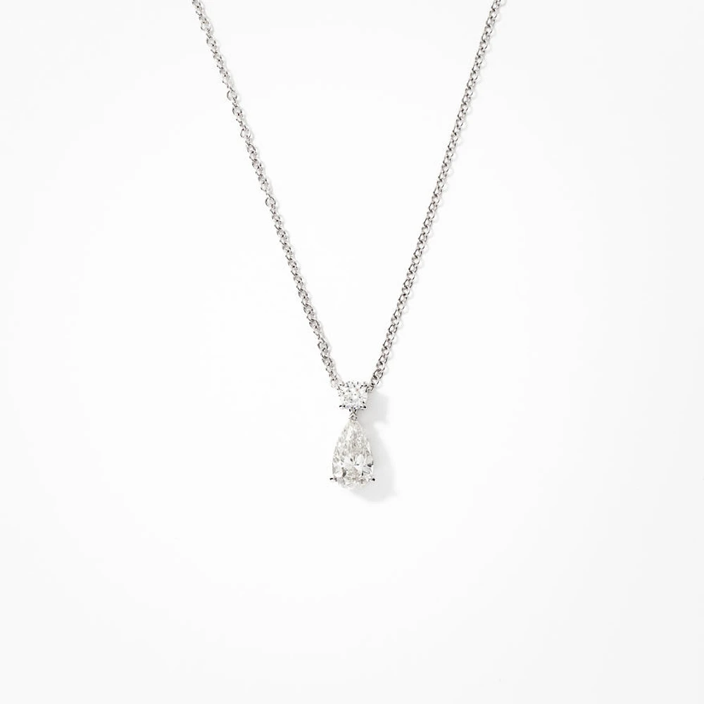 Pear Shape Lab Grown Diamond Necklace in 14K White Gold (0.70 ct tw)