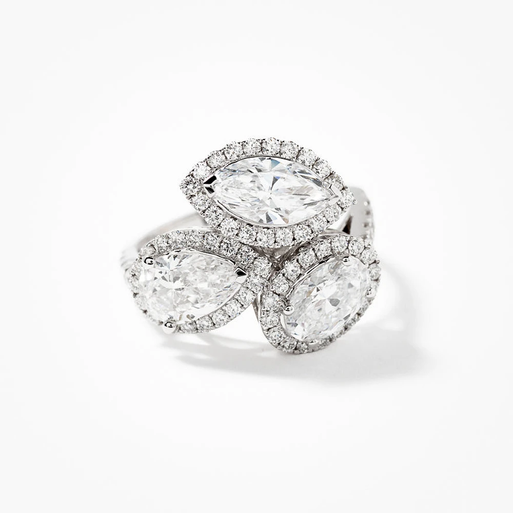 Lab Grown Diamond Cluster Ring 14K White Gold (3.51 ct tw)