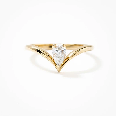 Pear Shape Lab Grown Diamond Promise Ring 10K Yellow Gold (0.30 ct