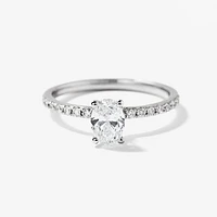 Lab Grown Oval Cut Diamond Engagement Ring 14K White Gold (0.75 ct