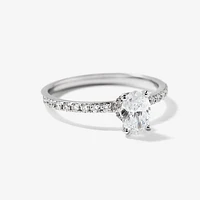Lab Grown Oval Cut Diamond Engagement Ring 14K White Gold (0.75 ct