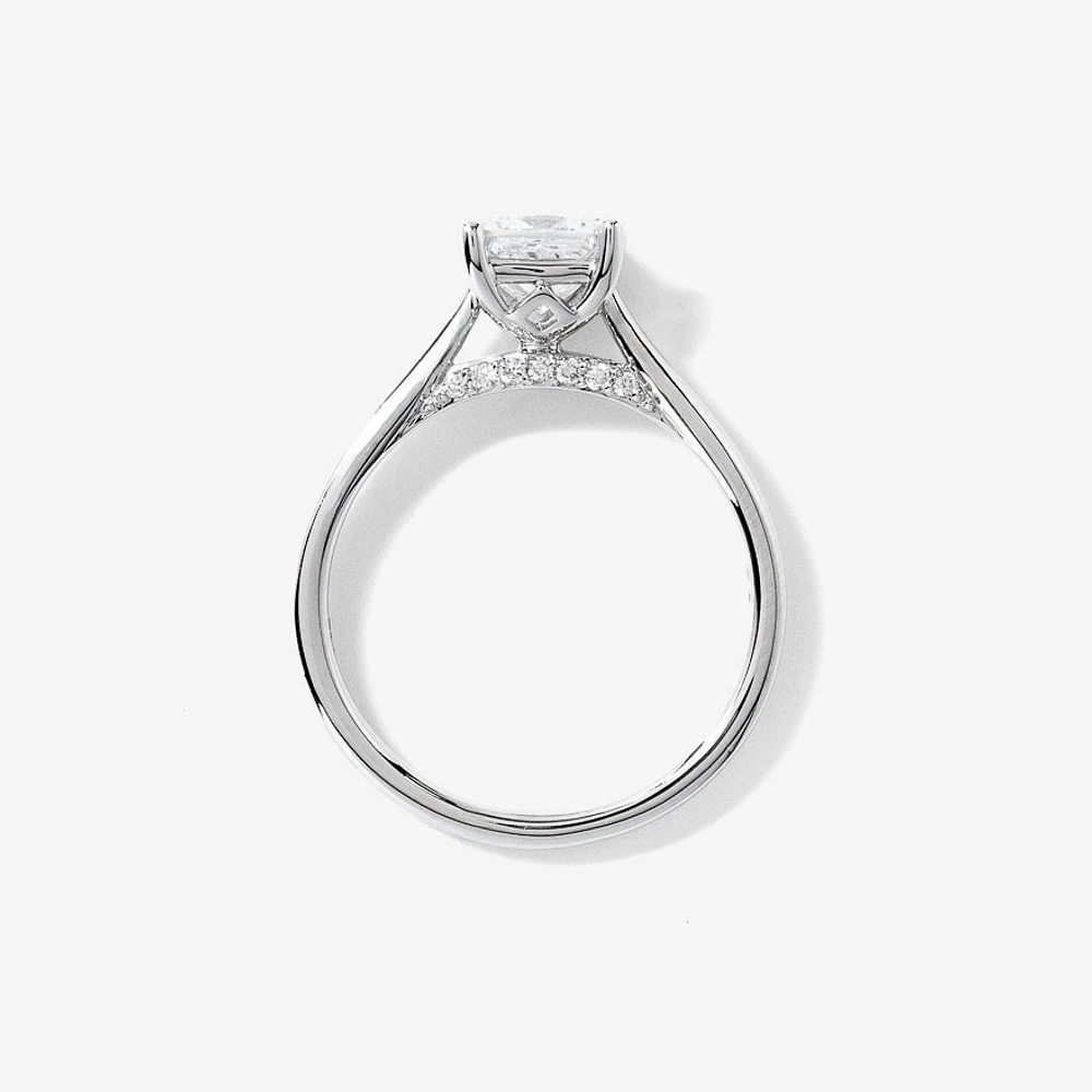 Lab Grown Princess Cut Diamond Engagement Ring 10K White Gold (1.07