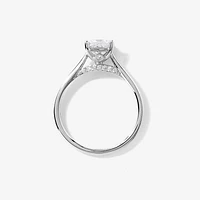 Lab Grown Princess Cut Diamond Engagement Ring 10K White Gold (1.07