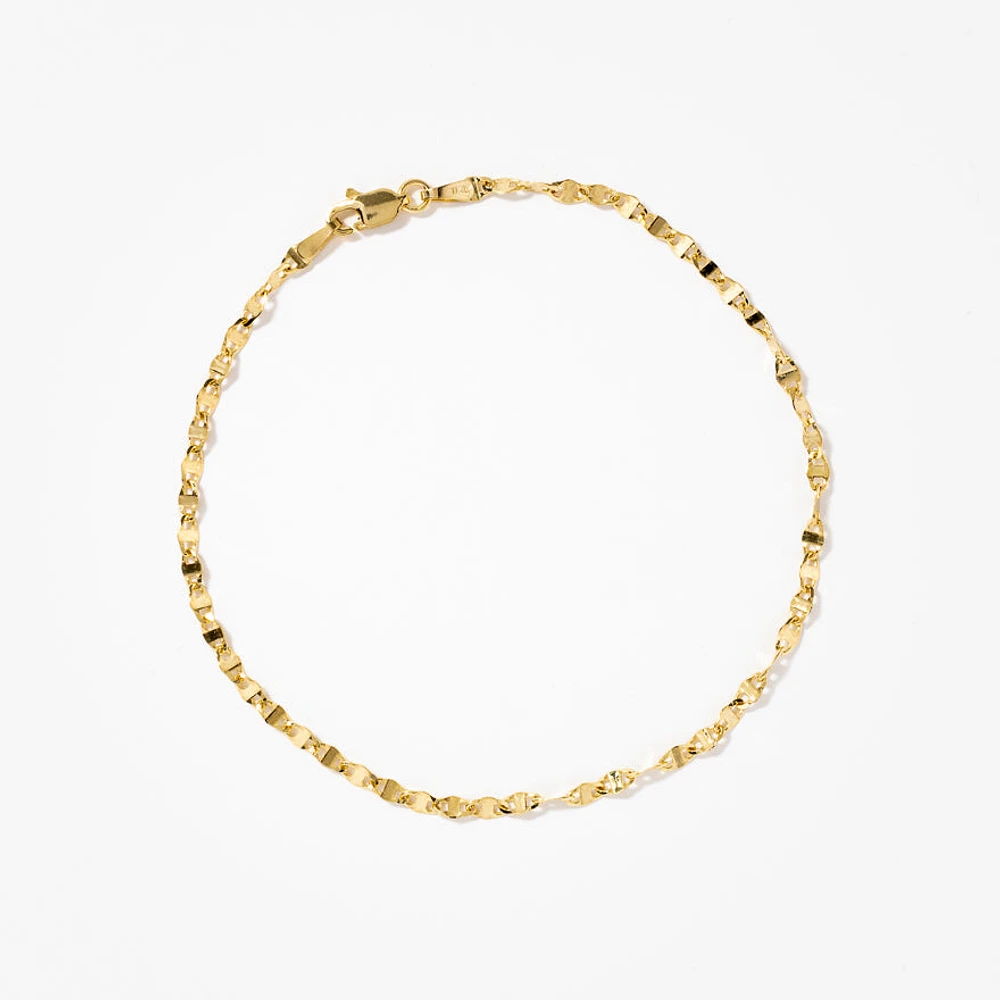 10K Italian Yellow Gold Link Plate Bracelet