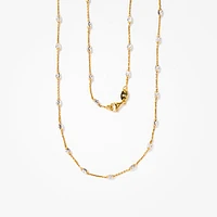 Diamond Cut Beaded Necklace in 10K Italian Yellow and White Gold