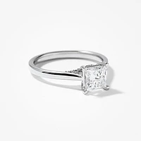 Lab Grown Princess Cut Diamond Engagement Ring 10K White Gold (1.07