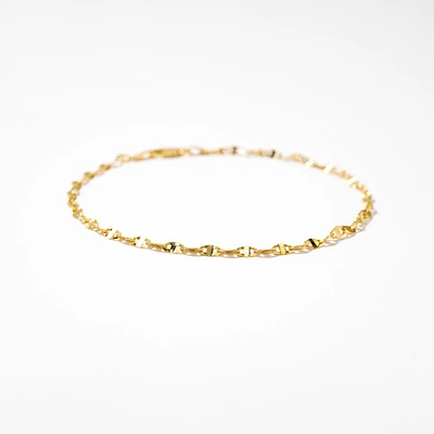10K Italian Yellow Gold Link Plate Bracelet