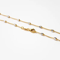 Diamond Cut Beaded Necklace in 10K Italian Yellow and White Gold