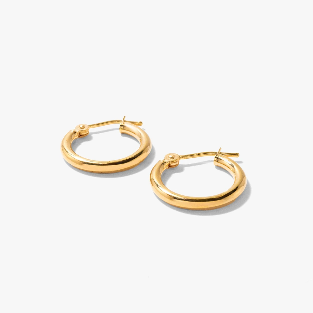 2x10mm Polished Tube Hoop Earrings in 14K Yellow Gold