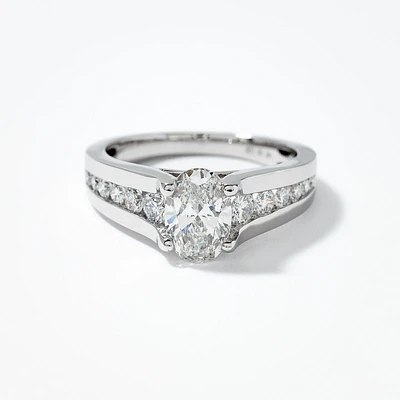 Lab Grown Oval Cut Diamond Engagement Ring in 14K White Gold (1.50 ct