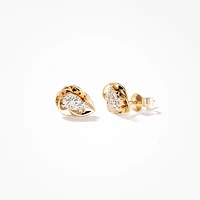 Diamond Cluster Stud Earrings in 10K Yellow Gold (0.18 ct tw)