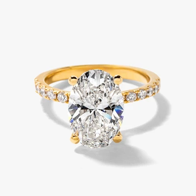 Oval Lab-Grown Diamond Engagement Ring with Hidden Halo 14K Yellow