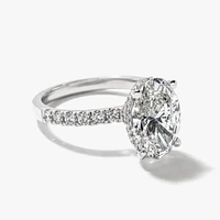 Oval Lab-Grown Diamond Engagement Ring with Hidden Halo 14K White G